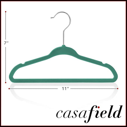 Casafield 50 Velvet Baby Hangers - 11" Size for Infant & Toddler Clothes - Teal