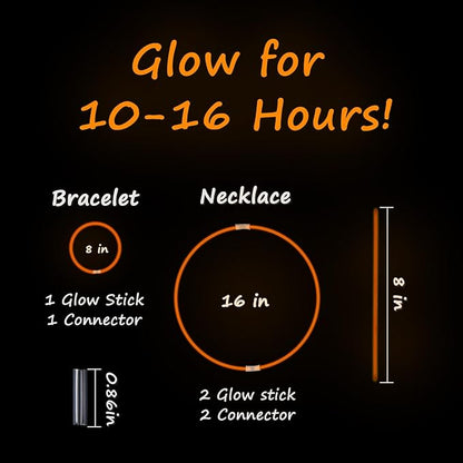 75 Glow Sticks Bracelets and Necklaces, 8'' Glowsticks Bulk Pack Bright Glow in the Dark Party Supplies for Kid (Orange)