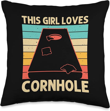 Cool Cornhole Gifts Cornhole Accessories & Stuff Funny Cornhole for Girls Kids Sack Toss Game Bean Bag Player Throw Pillow, 16x16, Multicolor