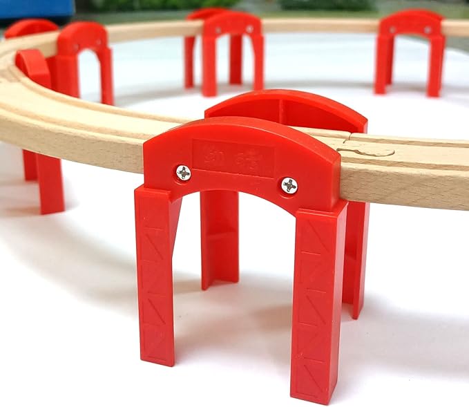 Wooden Train Bridges, Bridge Support, Wooden Train Track Accessories, Wooden Train Track, Train Tracks Compatible with All Major Brands, Wooden Toys for Girls & Boys