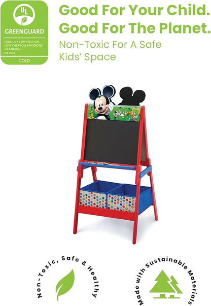 Delta Children Wooden Double-Sided Easel with Storage - Greenguard Gold Certified, Disney Mickey Mouse