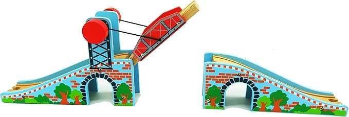 Z MAYABBO Wooden Train Tracks Accessories Wood Train Lifting Bridge for Railroad Tracks fits for All Railway Tracks