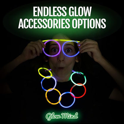 100 Ultra Bright Glow Sticks Bulk Party Pack - Glow in the Dark Party Supplies Pack - 8" Glowsticks Party Favors with Bracelets and Necklaces