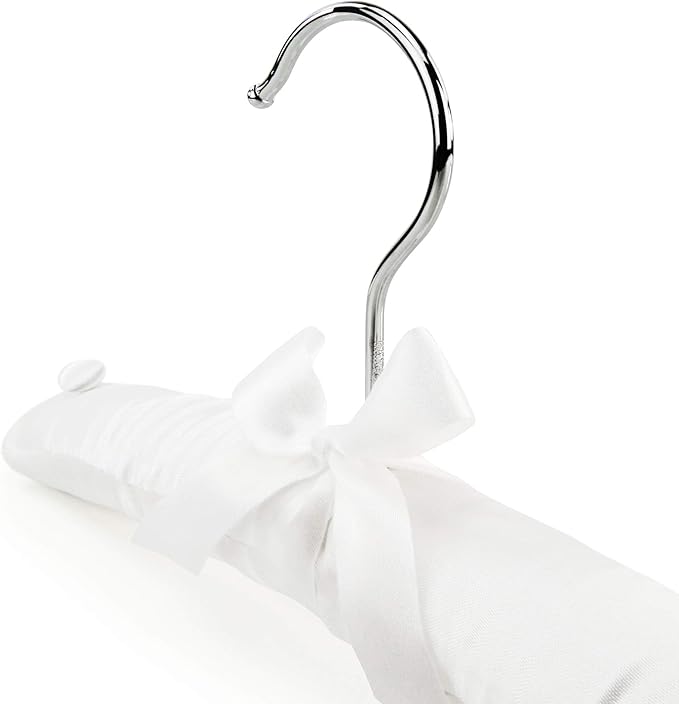 HANGERWORLD Pack of 3 Small Kids Satin Padded Hangers - 11.8inch Soft White Infant, Toddler and Baby Hangers for Nursery Closet
