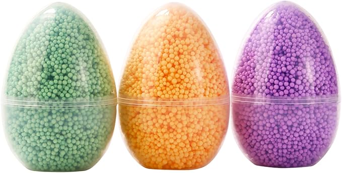 3 Colors Floam Clay Eggs, Foam Modeling Clay Supplies Toys Foam Beads Play Kit, DIY Educational Art Craft for Boys Girls, Kindergarten Preschool Creative Toys
