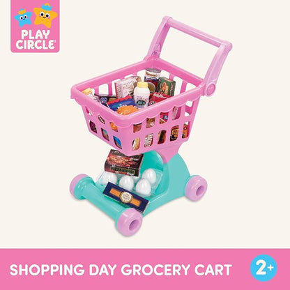 Battat- Play Circle- Shopping Cart – Toy Food – Play Kitchen For Toddlers- Pretend Play- Shopping Day Grocery Cart- 2 years +