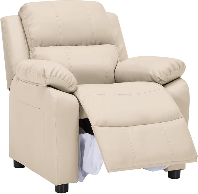 JC Home Macaron Kids Reclining Chair Leather Recliner Sofa Toddler Youth Children Child Ages 2-8