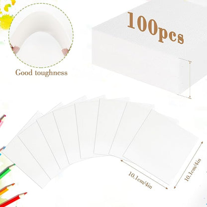 100PCS 4x4 Watercolor Paper Bulk, 140lb/300g Cold Press Thick Water Color Paper Pad for Kid Child Adult, White Art Paper for Drawing Painting Markers Gouache, Textured Cotton Paper Sheets