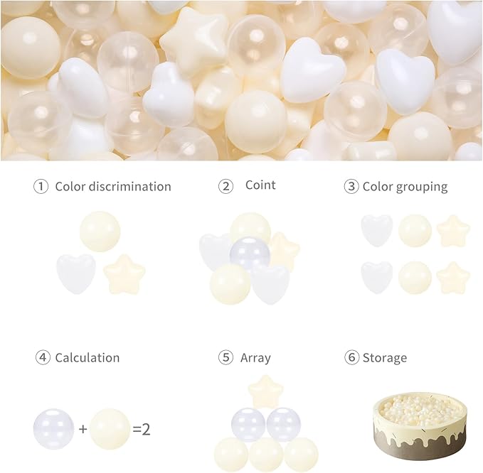 GOGOSO Ball Pit Balls,Plastics Balls for Ball Pit, Stars Hearts Shape for PastelBall for Toddlers Kids