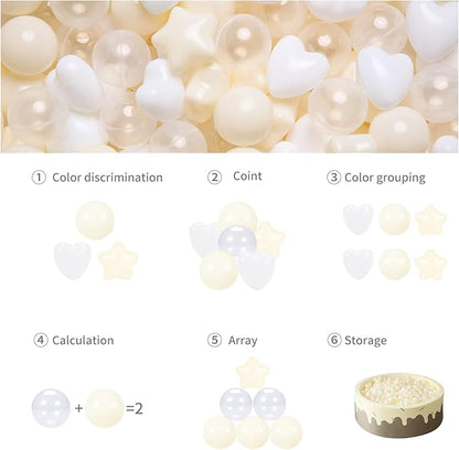 GOGOSO Ball Pit Balls,Plastics Balls for Ball Pit, Stars Hearts Shape for PastelBall for Toddlers Kids