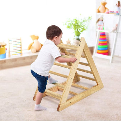 HONEY JOY Triangle Climber, Kids Wooden Climbing Triangle Ladder, 3 Different Climbing Ladders, Indoor Climbing Toys for Playground, Gym & Daycare, Gift for Boys Girls 3+ (Natural)