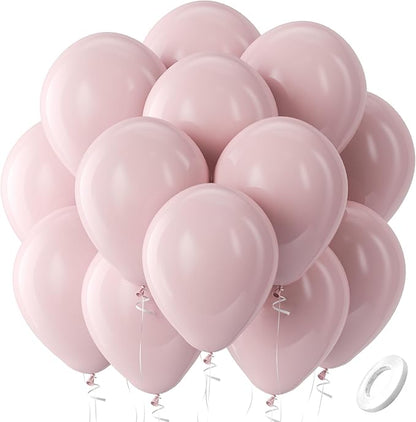 Bezente Dusty Pink Balloons Latex Party Balloons - 100 Pack 12 inch Round Helium Boho Blush Lilac Retro Pink Balloons for Graduation Anniversary Bachelorette Gender Reveal Princess Party Decorations