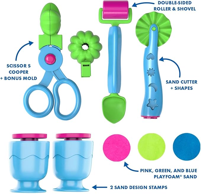Educational Insights Playfoam Sand Sensory Set - Non-Toxic Play Sand Toys for Toddlers, Squishy Sensory Bin Filler for Home or Preschool Classroom, Moldable Crafting Compound, Kids Ages 3+