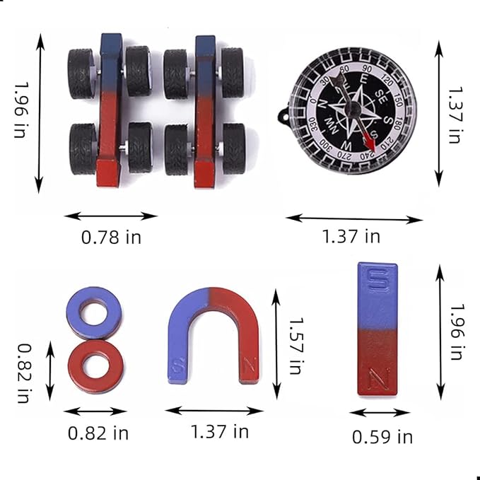 Magnet Science Kit, Magnetic Experiments Games Physical Mechanics Teaching Tools Equipment Compass Aids DIY Magnets Set Stones Mutual Attraction Decompression Toy Free Combination Office Stress Toy