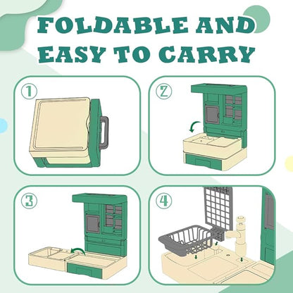 Kitchen Play Set for Kids - 49PCS Pretend Cooking Playset Accessories with Pot and Pan,Dish Rack,Play Sink,Pretend Play Food Toys with Baby&Toddler-Educational Gift for 3 4 5 6 Ages Girls&Boys