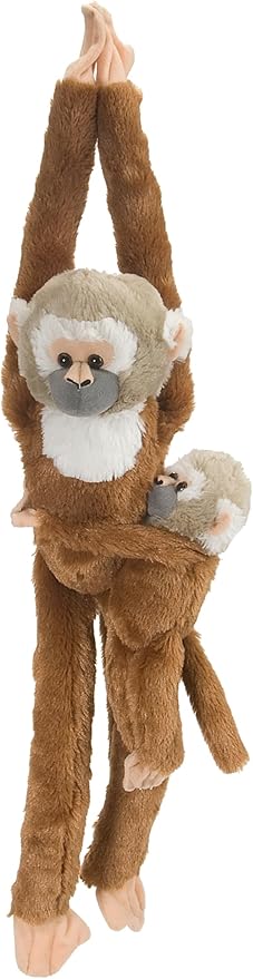 Wild Republic Squirrel Monkey w/baby Plush, Monkey Stuffed Animal, Plush Toy, Gifts for Kids, Hanging 20 Inches