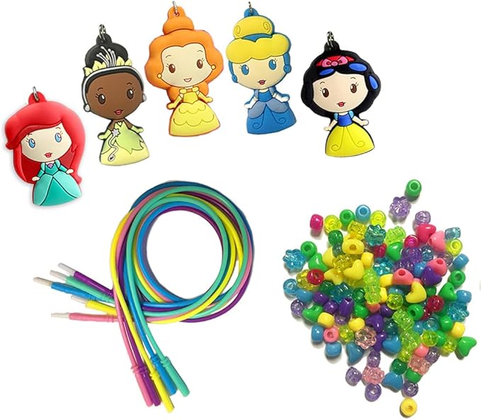 Disney Princess Necklace Activity, 160-Piece Jewelry Making Kit, Preschool Arts and Crafts, Kids Toys for Ages 3 Up