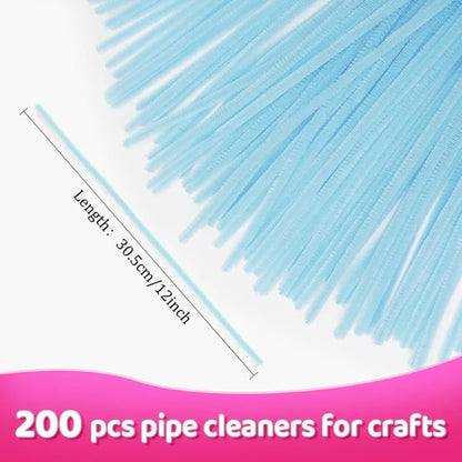 Praisebank Pipe Cleaners for Crafts (200pcs in Light Blue), 12 inch Long Pipe Cleaners, Light Blue Pipe Cleaners.…