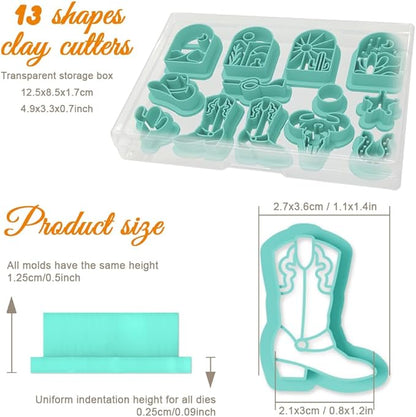 ORIGACH 13 Pcs Western Cowboy Polymer Clay Cutters Set Earring Clay Cutter DIY Craft Supplies for Earring and Jewelry Making