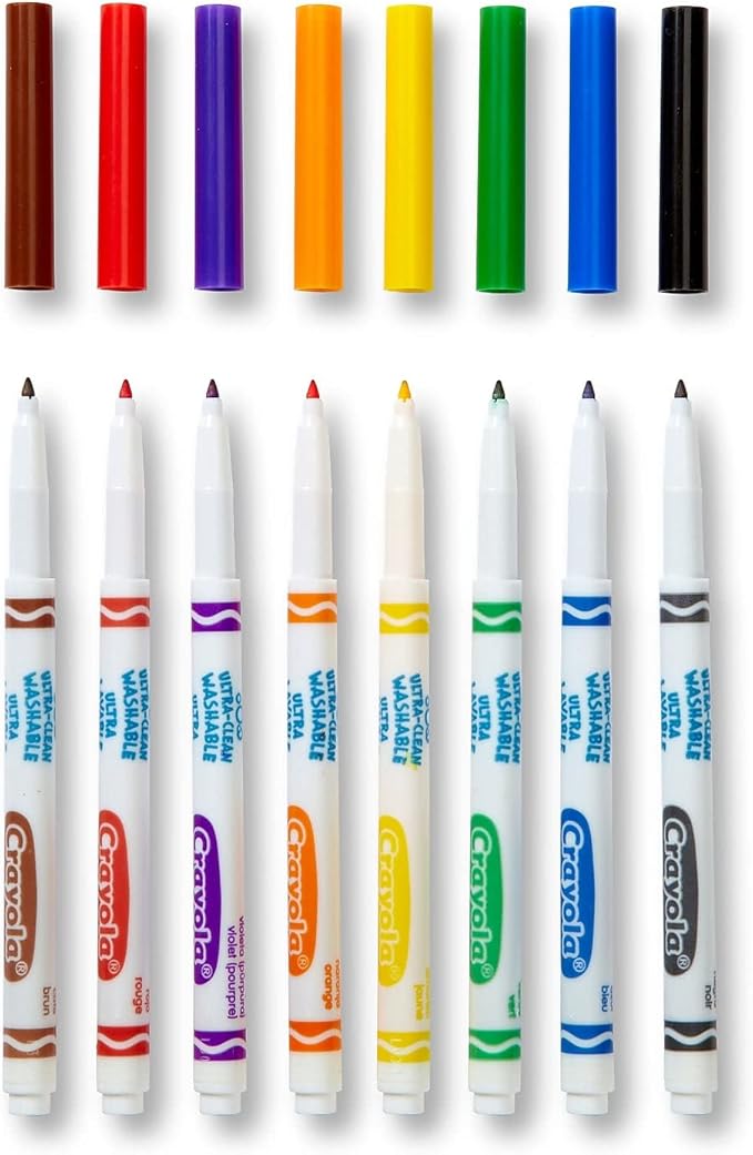 Crayola Classic Color Washable Markers fine tip pack of 8 [PACK OF 4 ]