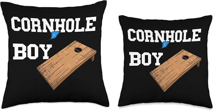 Boy Toss Game Lover Cornhole Board Throw Pillow, 16x16, Multicolor
