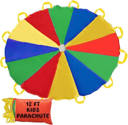 Sonyabecca Parachute Kids Play 8FT,10FT,12FT,16FT,20FT for 8-12 Years Game, Kids Party Game