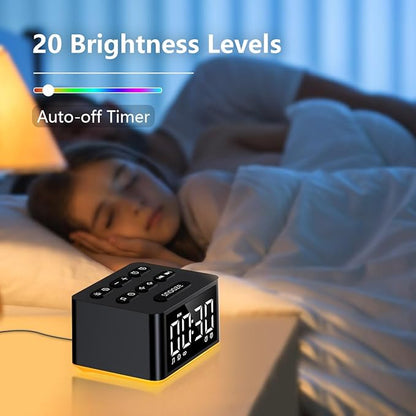 Small Sunrise Digital Alarm Clock Desk Bedroom Bedside Clocks with 2 Alarm Settings Snooze & Wake Up Light Sound White Noise Machine 27 Sleep Nature Sounds Ideal Gift for Kids Adults Heavy Sleepers