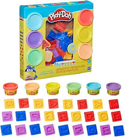 Play-Doh Fundamentals Letters with 26 Letter Stamper Tools, 6 Cans of Assort. Colors, Back to School Classroom Supplies, Kids Arts & Crafts, Preschool Toys, Ages 3+