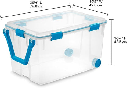 STERILITE 120 QT. Plastic Storage Container with Gasket Latch LID in Clear, 12-Pack
