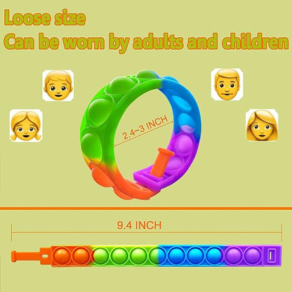 25PCS Push Pop Fidget Toy Fidget Bracelet, Durable and Adjustable, Multicolor Stress Relief Finger Press Bracelet for Kids and Adults ADHD ADD Autism