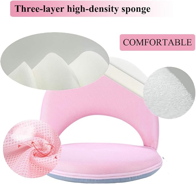 Floor Chair Floor Cushion Folding Padded Gaming Chair Adjustable 5-Position Floor Seat with Back Support for Kids Adult Great for Gaming Reading Meditating