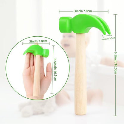 Fowecelt Wooden Hammer Toys Simulation Hammers Maintenance Tools Educational Toys for Kids Birthday Party Games Supplies
