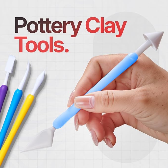 19 Pcs Clay Sculpting Tools, Polymer Clay Tools & Air Dry Clay Accessories, Modeling Clay Kit for Kids & Adults, Pottery Ceramic Tools Sculpting Tool Set with Stylus & Scraper