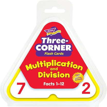Trend Enterprises: Three-Corner Multiplication and Division Flash Cards, Interactive Self-Checking Cards, Exciting Way for Everyone to Learn, 48 Two-Sided Cards Included, Ages 8 and Up