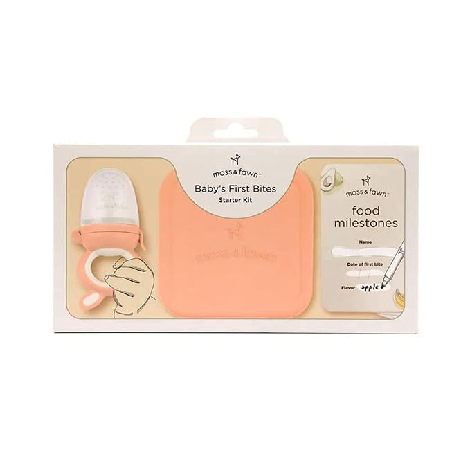 Baby’s First Bites Starter Kit – Ice Cube Tray, Forage Feeder, Freezer Mold & Pacifier Feeder – Milestone Magnet for Food Tracking & Feeding Tips – Baby Food Prep Essentials - Bloom