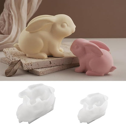 2Pcs Easter Rabbit Epoxy Resin Casting Silicone Molds 3D Cute Bunny Candle Molds for DIY Home Decoration Soap Making Candlestick Plaster Cement Concrete Art Craft Projects Party Favors