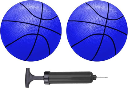 ABAJI Mini Basketballs Blue 2 PCS 5" Set with Random Color Pump Needle Durable Material for Mini Hoop Toddlers Kids Teenagers for Pool Indoors Outdoors