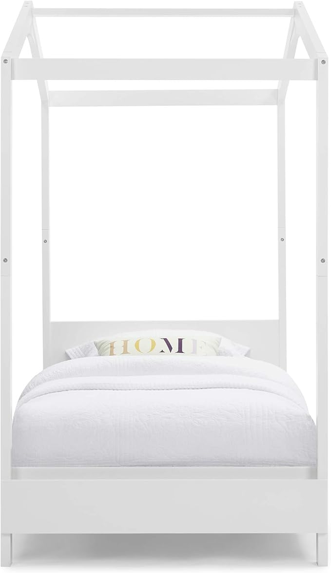 Delta Children Poppy House Wood Twin Bed, Platform Bed - No Box Spring Needed, Bianca White