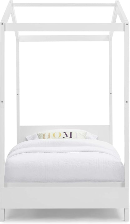 Delta Children Poppy House Wood Twin Bed, Platform Bed - No Box Spring Needed, Bianca White
