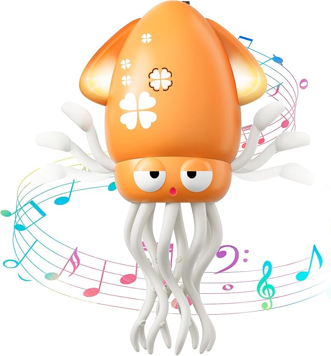 Dancing Squid Baby Toy, Infant Tummy Time Toys for 3-6 Months, Interactive Crawling Octopus with Music & Lights for 6-12, 12-18 Learning Walking Toy for Toddlers 1 Year Old Boys Girls Birthday Gifts