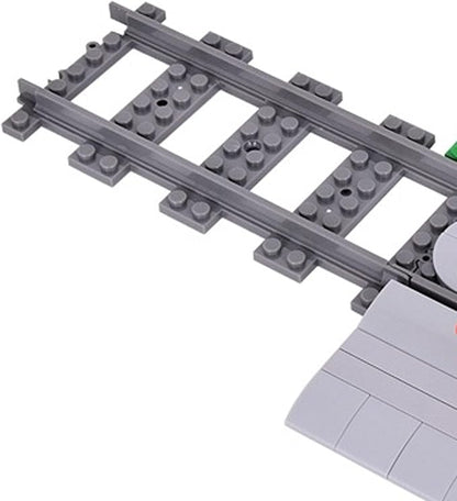 Train Tracks Building Block Set 01, City Train Track Railroad Tracks, Traffic Light Railroad Crossing Building Bricks, Compatible with Lego 853792 Accessory, Kid Gifts for Ages 6+
