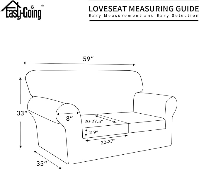 Easy-Going 100% Dual Waterproof Loveseat Cover Stretch Soft Couch Cover for Dogs, Sofa Slipcover for 2 Separate Cushion Couch Leakproof Furniture Protector for Kids, Pets Light Gray