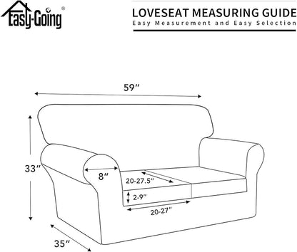 Easy-Going 100% Dual Waterproof Loveseat Cover Stretch Soft Couch Cover for Dogs, Sofa Slipcover for 2 Separate Cushion Couch Leakproof Furniture Protector for Kids, Pets Gray