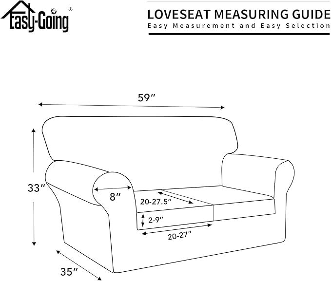 Easy-Going 100% Dual Waterproof Loveseat Cover Stretch Soft Couch Cover for Dogs, Sofa Slipcover for 2 Separate Cushion Couch Leakproof Furniture Protector for Kids, Pets Dark Gray