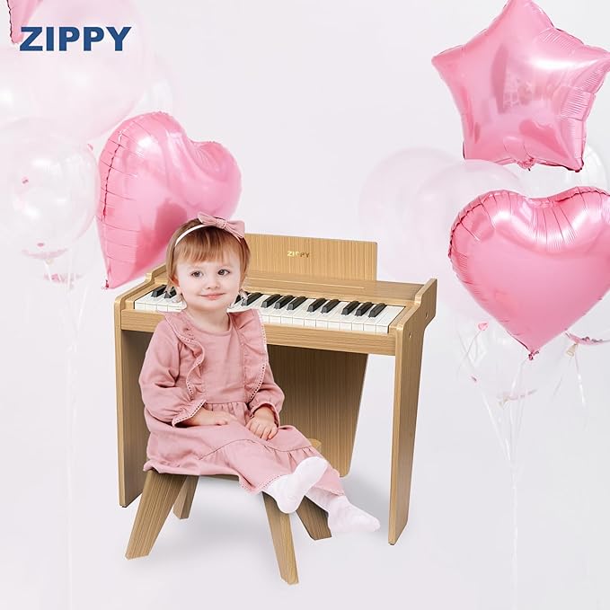 ZIPPY Kids Piano Keyboard, 37 Keys Digital Piano for Kids, Music Educational Instrument Toy, Wood Piano for 3+ Girls and Boys, Oak Basic