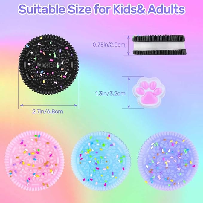 Taba Squishy Fidget Toys,Cookie Taba Squishy Toys,Ultra-Soft Stress Relief Toys for Kids Adult,Sensory Toys with Cute Design,Anxiety Relief Party Favors