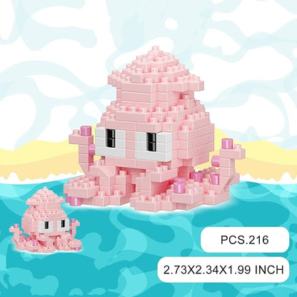 Marine Animals Building Blocks Sets Mini Building Blocks Ocean Animal Sea Creatures Building Blocks Set Mini Building Blocks Toys STEM Gifts for Kids Adult(Octopus)