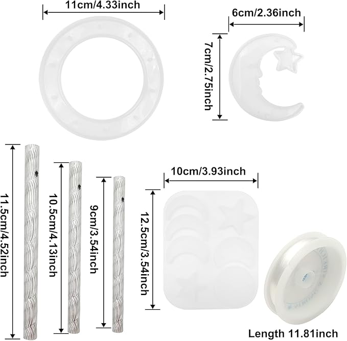 Wind Chimes Resin Molds Moon Star Silicone for Home Decor Create Art DIY Wind-Bell Supplies Epoxy Acrylic Resin Molds Decorations Kit