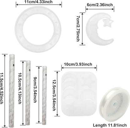 Wind Chimes Resin Molds Moon Star Silicone for Home Decor Create Art DIY Wind-Bell Supplies Epoxy Acrylic Resin Molds Decorations Kit