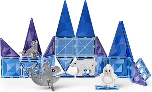 Magnetic Tiles Frozen Toys,Arctic Animals Magnet Building Blocks Toy for Kids Toddler Age 1-3 3-5 4-8, STEM Learning Sensory Construction for Boys and Girls 3+, Gift for Birthday Christmas Party